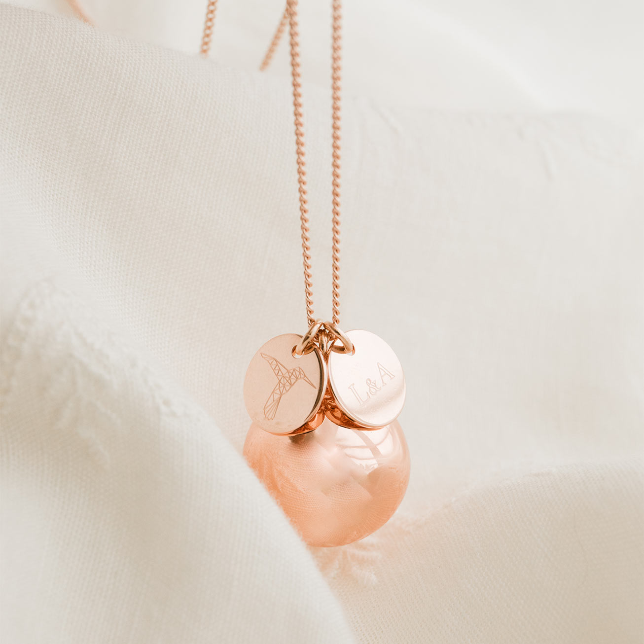 Bola Colibri et initiales or rose