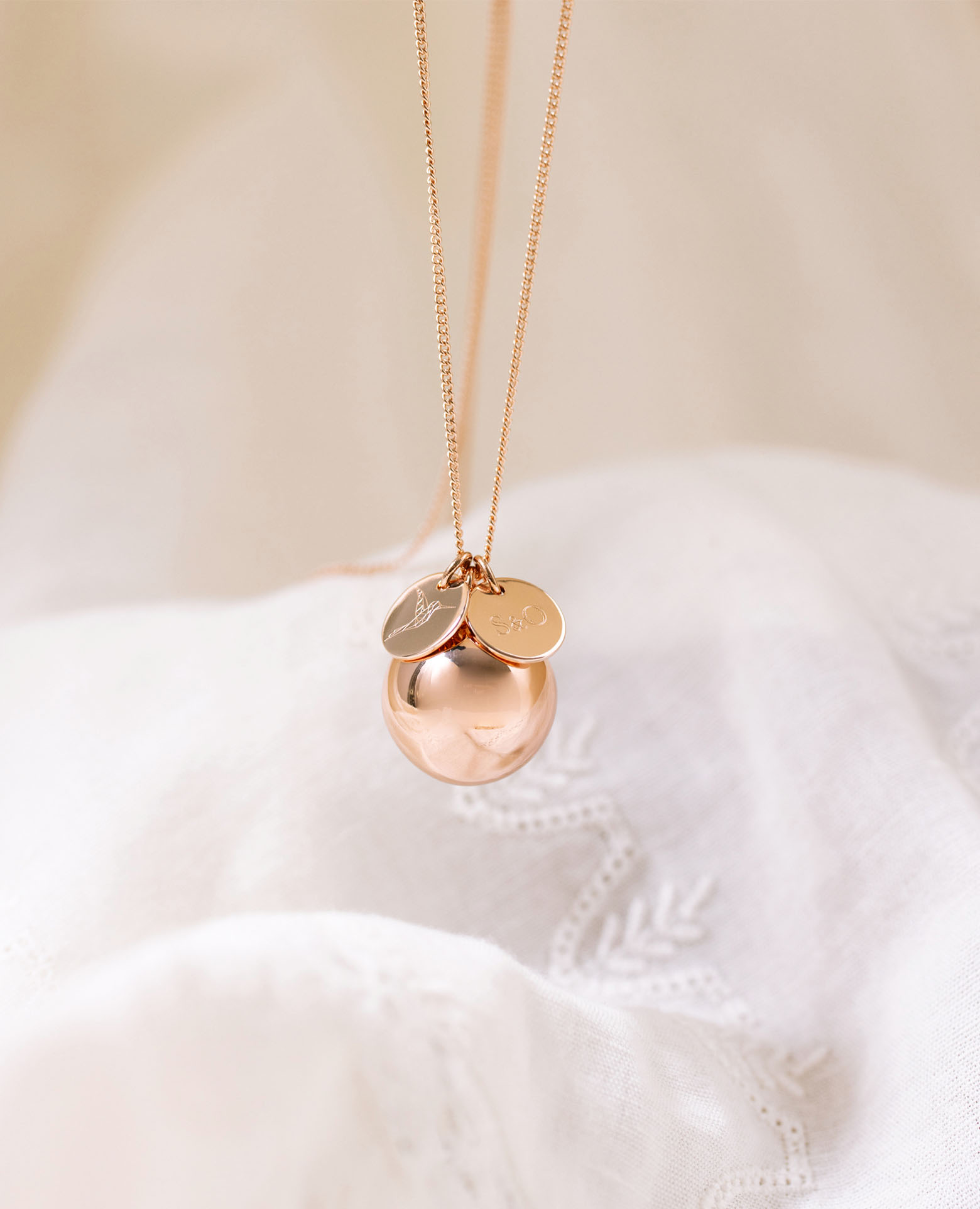 Personalisierte Klangkugel Schwangerschaft Kolibri <i>Nadia</i> Roségold