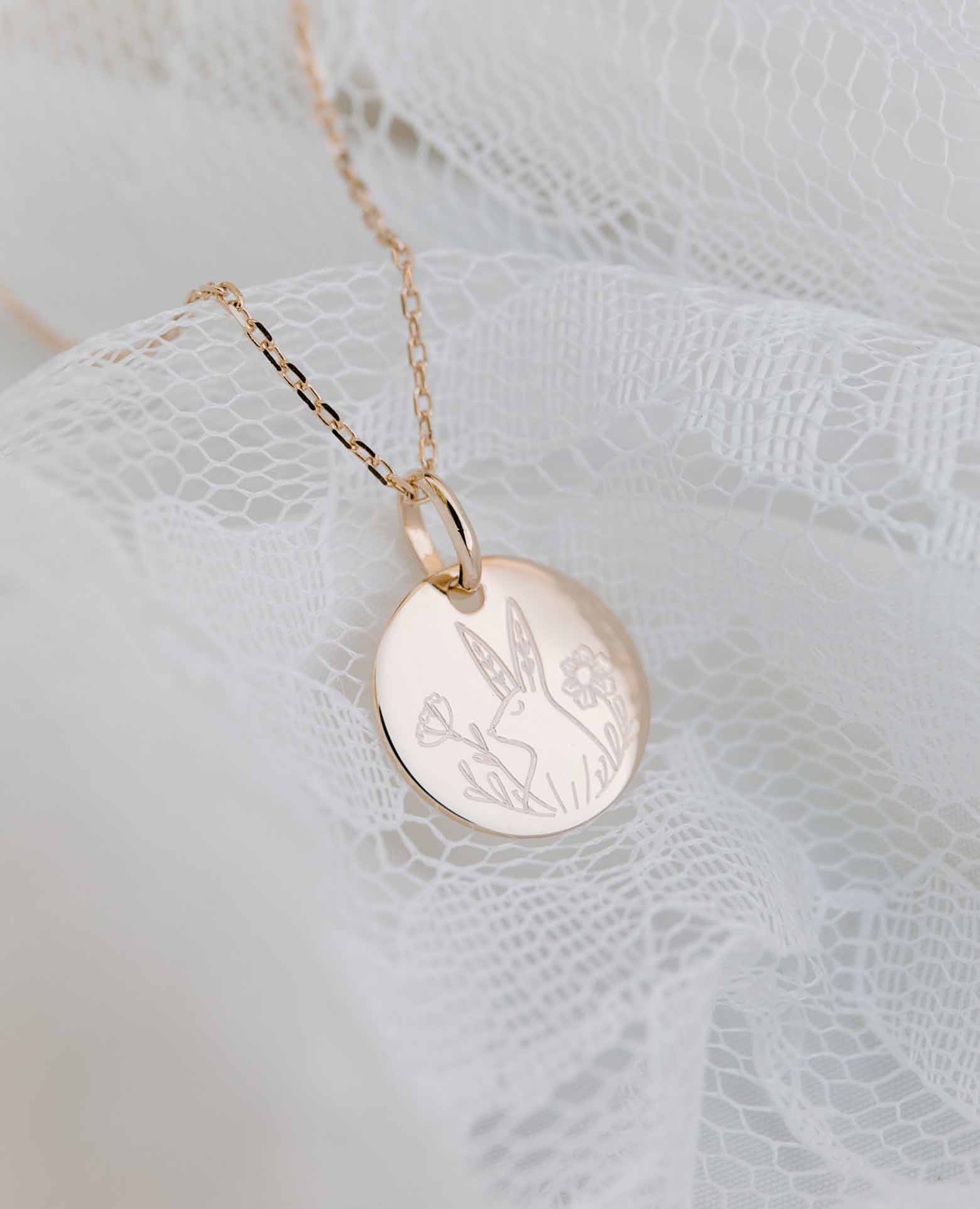 Médaille de baptême animal lapin