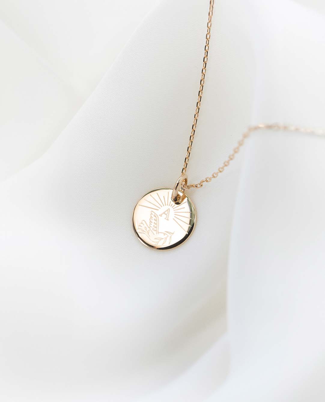 Personalisierte Taufmedaille <i>Taube und Licht</i>