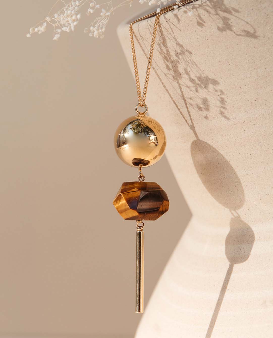 Klangkugel Schwangerschaft <i>Pia</i>  Gold mit Tigerauge