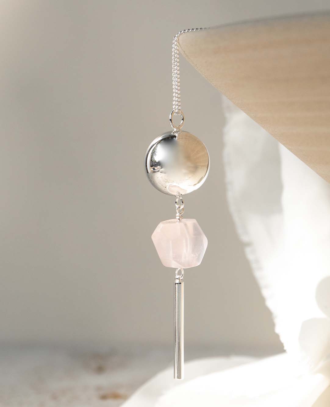 Schwangerschaftsschmuck Pia in Silber mit Rosenquarz