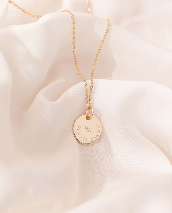 Taufmedaille mit Taube und Olivenzweig