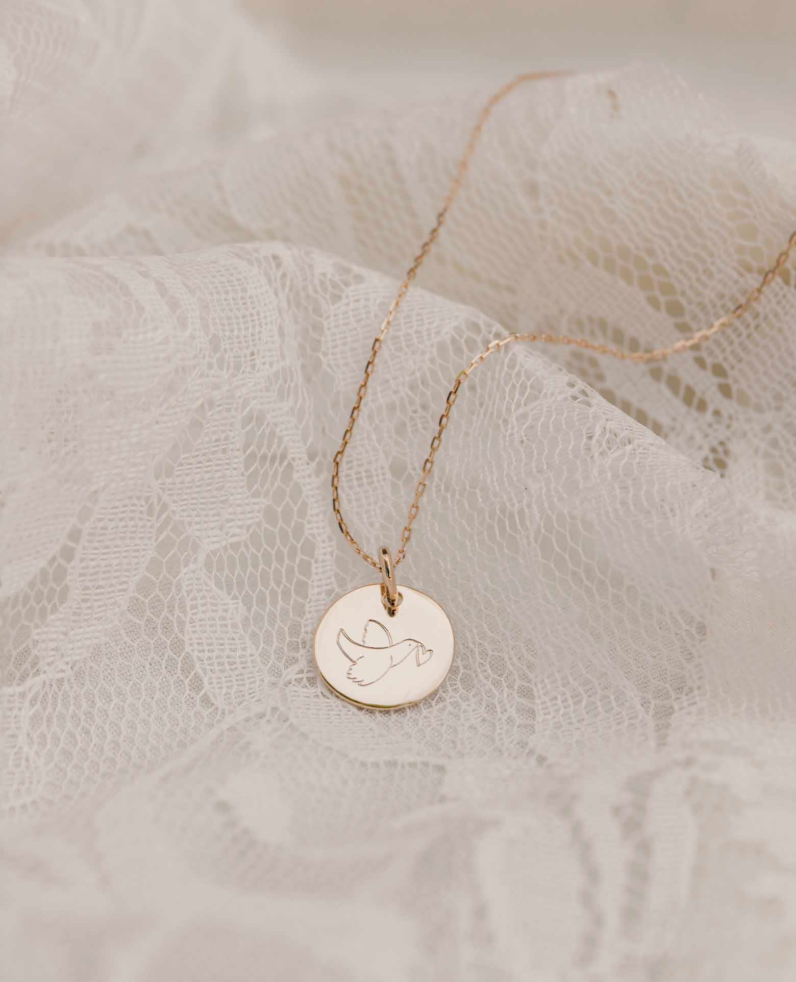 Taufmedaille <i>Taube mit Herz</i>
