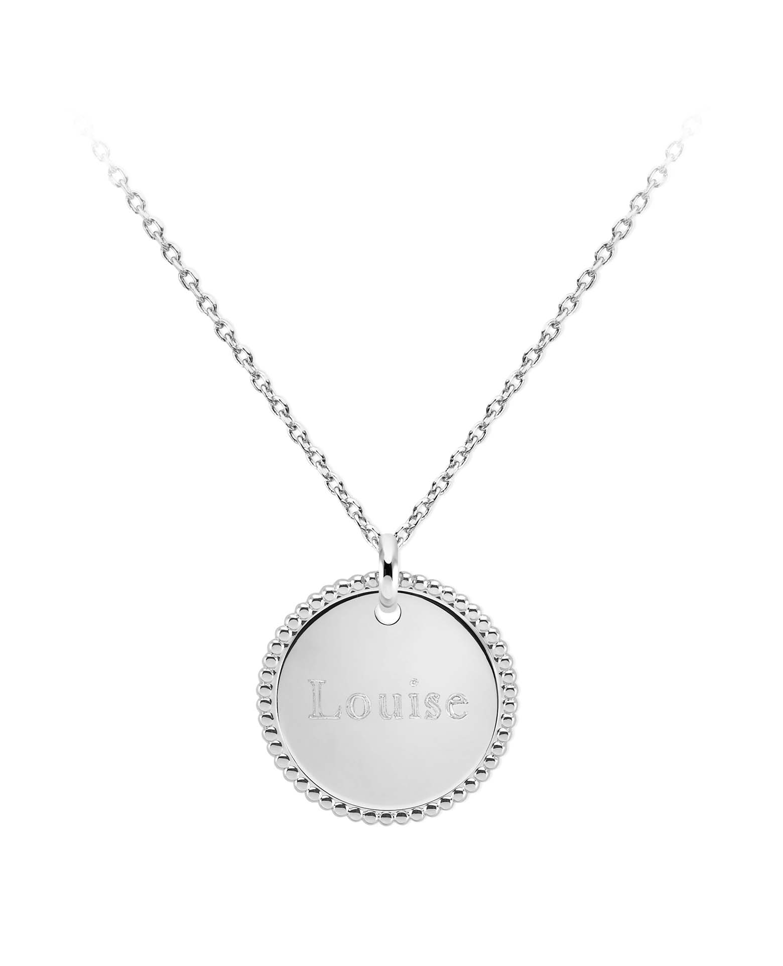 Silberne Namenskette Louise mit Perlenrand-Medaillon